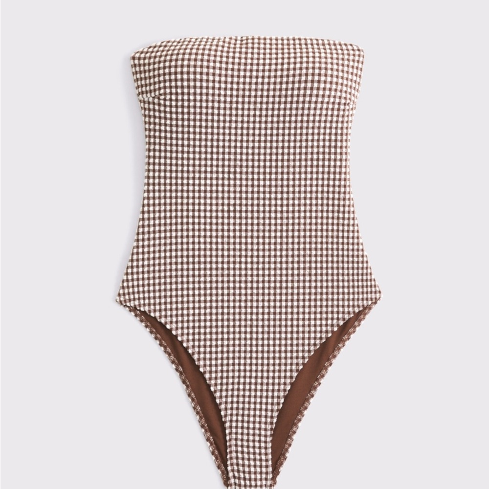 Abercrombie & Fitch Brown Checkered One Piece Swimsuit